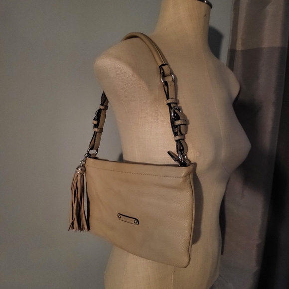 Danier Handbags - Danier Tan Shoulder Bag with Tassel Detail